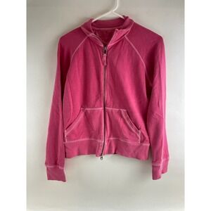 Gap Jacket Women's Size Small Pink Full Zip Long Sleeve Pocket Collared Rib Edge